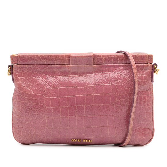 Pre-Loved Miu Miu Croc Embossed Crackle Patent Crossbody - Picture 1 of 8